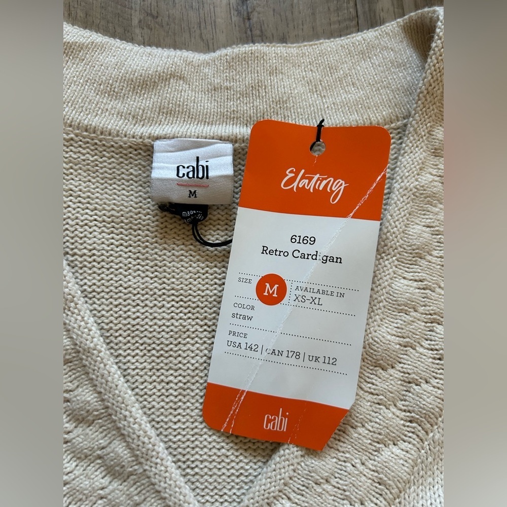 Cabi retro cream button cardigan Sweater Textured cotton blend granny grandma - Picture 2 of 9